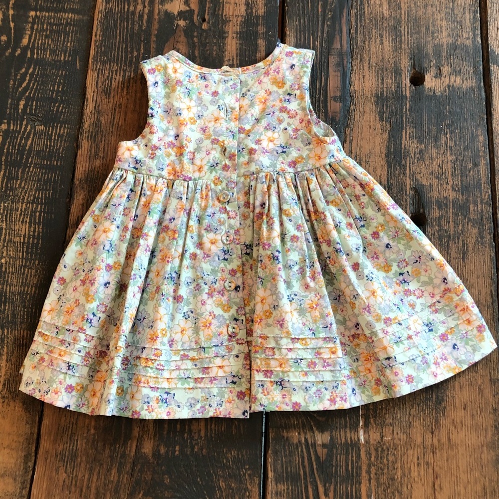Wheat Floral Print Baby Dress